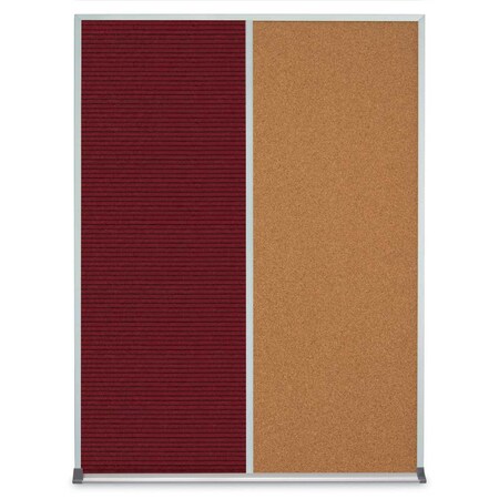 United Visual Products Single Door Radius Plus Corkboard, 36"X UV8002PLUS-WHITE-BUFF